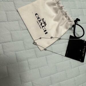 Coach Silver Heart Station Necklace